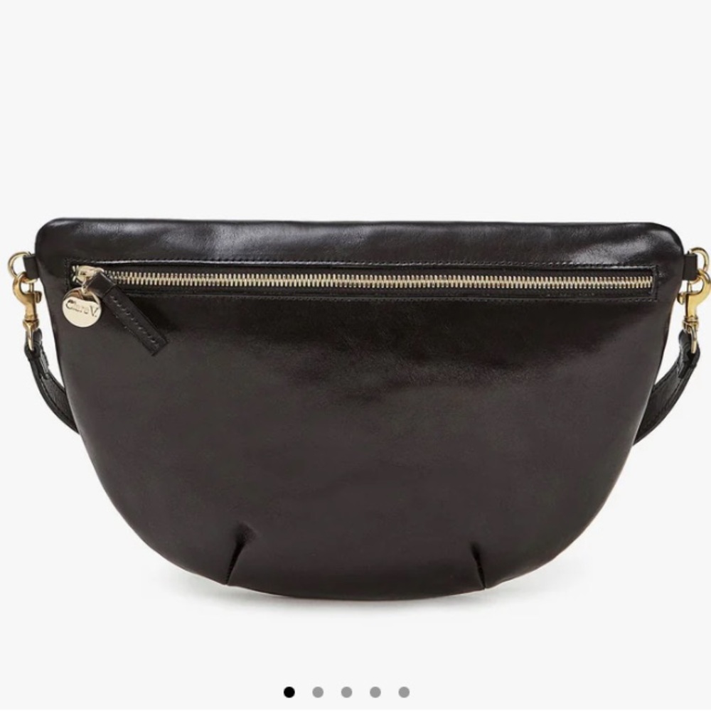 Clare V Sleek Black Crossbody Bag with Gold Accents